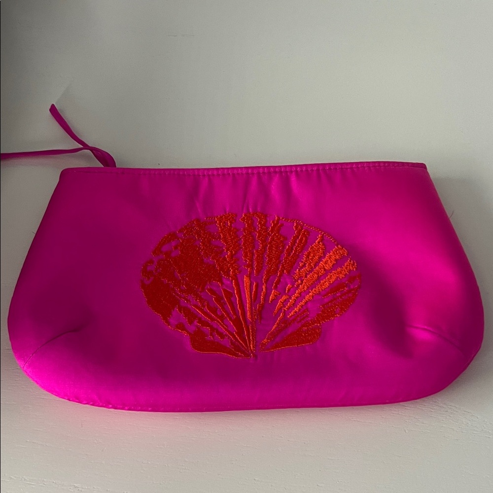 Shiraleah  hot pink silk shell clutch purse